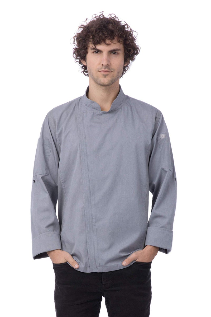 Chef Works Men's Hartford Chef Coat, Grey, Medium - Image 1